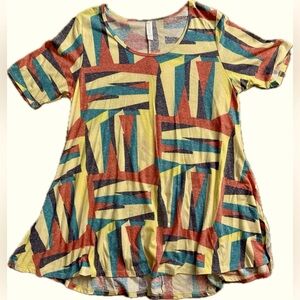 LuLaRoe Multicolor Abstract Short Sleeve Perfect T Top